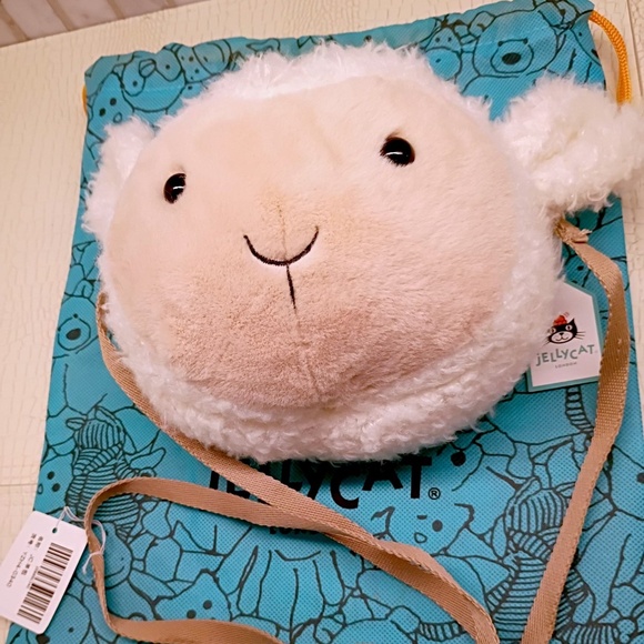 (Sold Out) Jellycat Little Lamb Bag about 7"x7"x2" 40" + Strap Soft & Plush NWT - Picture 7 of 14
